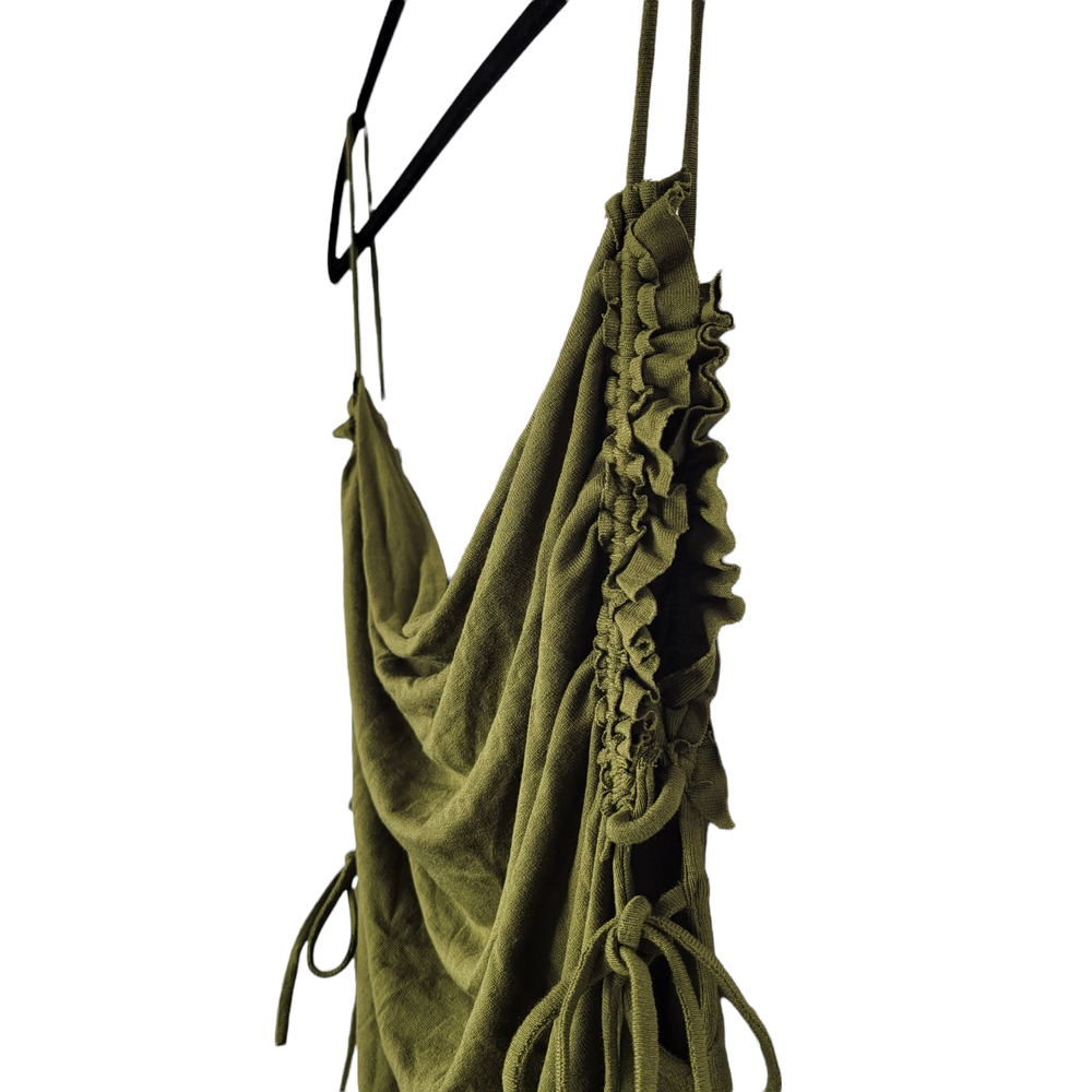 Free People Cowl Neck Ruched Sided Green Cami Top Small